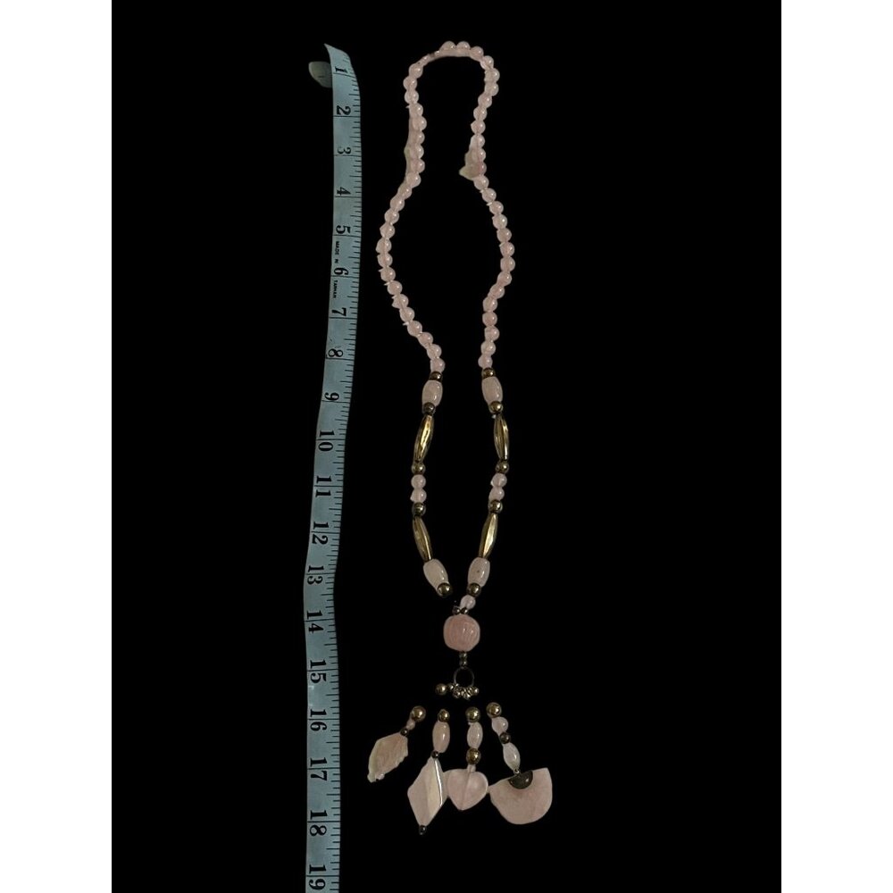 Vintage Rose Quartz Beaded Necklace w/Charms & Silver Accent Beads - Picture 16 of 16